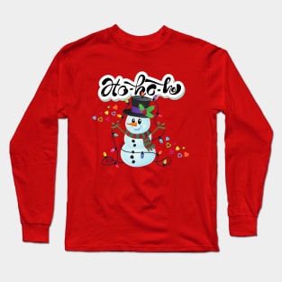 Snowman with Christmas lights - HO HO HO Long Sleeve T-Shirt